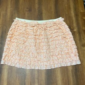 J. Crew Peach Floral Ruffle Mini Skirt, XL